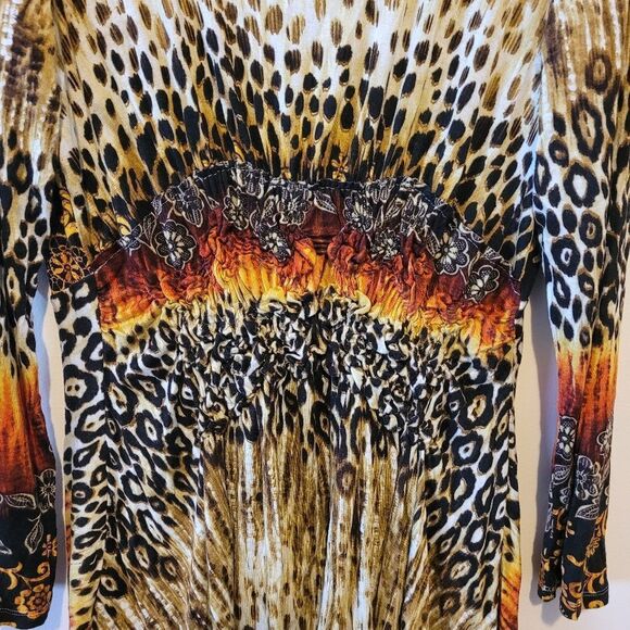 Cristina V woman's Leopard Print Long Sleeve Top - Picture 3 of 5